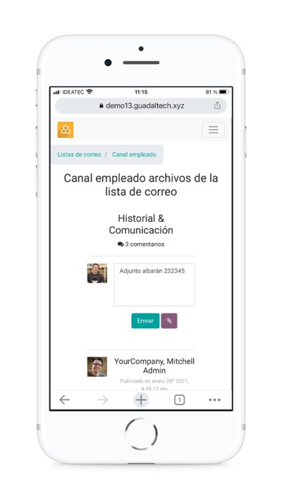 Odoo • Texto e imagen
